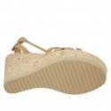 Sandale avec courroie pour femmes en daim beige talon compensé 9 - Pointures disponibles:  42