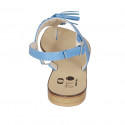 Sandalo infradito da donna in pelle azzurra con nappine tacco 1 - Misure disponibili: 42, 43, 44, 46