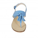 Sandalia de dedo en piel azul claro para mujer con borlas tacon 1 - Tallas disponibles:  42