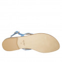 Sandalia de dedo en piel azul claro para mujer con borlas tacon 1 - Tallas disponibles:  42, 43, 44, 46