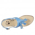 Sandale entredoigt en cuir bleu clair pour femmes avec glands talon 1 - Pointures disponibles:  42, 43, 44, 46