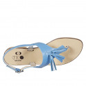 Sandalia de dedo en piel azul claro para mujer con borlas tacon 1 - Tallas disponibles:  42, 43, 44, 46