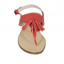 Sandalo infradito da donna in pelle rossa con nappine tacco 1 - Misure disponibili: 42, 43