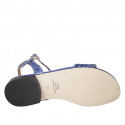 Sandalo da donna in pelle stampata blu con cinturino tacco 2 - Misure disponibili: 32