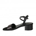 Woman's sandal with strap in black leather with heel 4 - Available sizes:  44