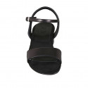 Sandalo da donna in pelle nera con cinturino con tacco 4 - Misure disponibili: 44