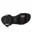 Woman's sandal with strap in black leather with heel 4 - Available sizes:  44