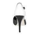 Woman's pointy open shoe with strap in white leather and black polka dot suede heel 11 - Available sizes:  32, 34, 42, 43