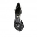 Chaussure ouverte pour femmes avec fermeture éclair en tissu transparent à pois et cuir noir talon 11 - Pointures disponibles:  32, 34, 42, 43