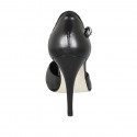 Woman's pointy open shoe with strap in black leather heel 11 - Available sizes:  34, 42, 43