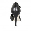 Woman's pointy open shoe with strap in black leather heel 11 - Available sizes:  42