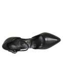 Woman's pointy open shoe with strap in black leather heel 11 - Available sizes:  42