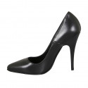 Woman's pointy pump shoe in black-colored leather heel 11 - Available sizes:  42