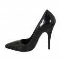 Zapato de salon a punta para mujer en charol de color negro tacon 11 - Tallas disponibles:  32, 34