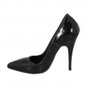 Zapato de salon a punta para mujer en charol de color negro tacon 11 - Tallas disponibles:  32