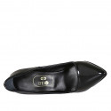 Zapato de salon a punta para mujer en charol de color negro tacon 11 - Tallas disponibles:  32, 34