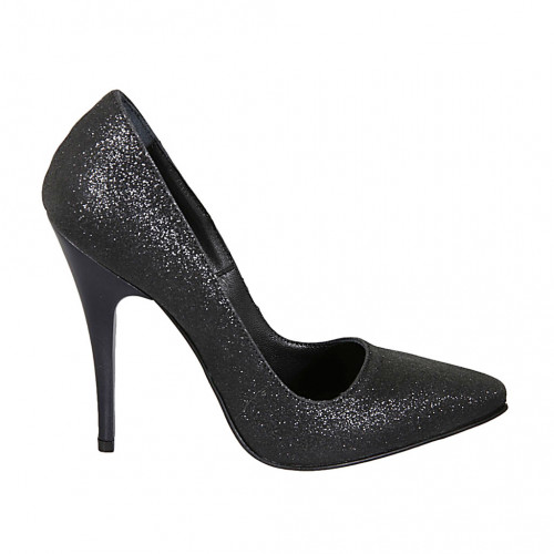 Zapato de salon en piel negra brillante para mujer tacon 11 - Tallas disponibles:  34, 42, 47