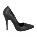 Woman's pump in black glittered leather heel 11 - Available sizes:  34, 42, 47