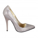 Woman's pump in rose glittered leather heel 11 - Available sizes:  34, 42