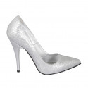 Woman's pump in silver glittered leather heel 11 - Available sizes:  34, 43, 47