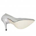 Zapato de salon en piel plateada brillante para mujer tacon 11 - Tallas disponibles:  34, 43, 47