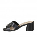 Woman's mules with studs in black leather heel 5 - Available sizes:  42
