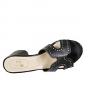 Woman's mules with studs in black leather heel 5 - Available sizes:  42