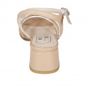 Woman's strap sandal in sand pink leather heel 4 - Available sizes:  43, 44, 45