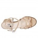 Woman's strap sandal in sand pink leather heel 4 - Available sizes:  43, 44, 45
