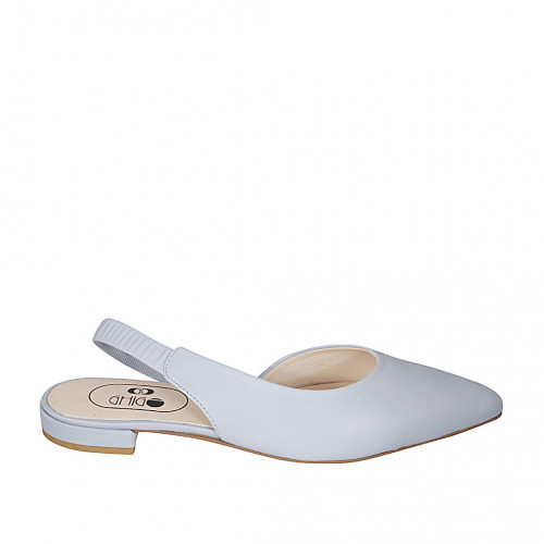 Woman's slingback pump with elastic band in light blue leather heel 2 - Available sizes:  34