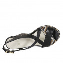 Sandalia para mujer con plataforma efecto óptical multicolor en piel negra cuña 10 - Tallas disponibles:  42