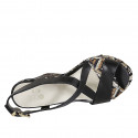 Woman's sandal with multicolored optical platform in black leather wedge heel 10 - Available sizes:  42