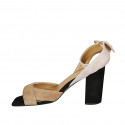 Woman's strap sandal in black, beige and rose suede heel 8 - Available sizes:  42