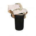 Sandalo da donna con cinturino in camoscio nero, beige e rosa cipria tacco 8 - Misure disponibili: 42
