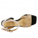 Woman's strap sandal in black, beige and rose suede heel 8 - Available sizes:  42