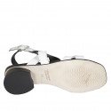 Woman's sandal in black and white leather heel 3 - Available sizes:  33
