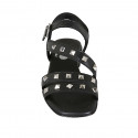 Woman's strap sandal with studs in black leather heel 2 - Available sizes:  33