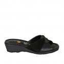 Mule pour femmes en daim et cuir noir talon compensé 3 - Pointures disponibles:  42