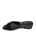 Mule pour femmes en daim et cuir noir talon compensé 3 - Pointures disponibles:  42