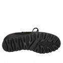Chaussure à lacets pour femmes avec semelle amovible en daim noir et cuir laminé noir et or talon compensé 4 - Pointures disponibles:  44