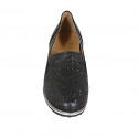 Woman's loafer with removable insole and elastic bands in black pierced leather wedge heel 3 - Available sizes:  31