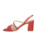Woman's sandal in red leather heel 8 - Available sizes:  45