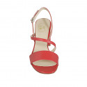 Sandalo da donna in pelle rossa tacco 8 - Misure disponibili: 45