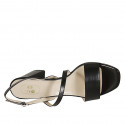 Woman's sandal in black leather heel 8 - Available sizes:  42