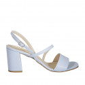 Woman's sandal in baby-blue leather heel 8 - Available sizes:  43
