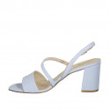 Woman's sandal in baby-blue leather heel 8 - Available sizes:  43