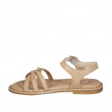 Sandale pour femmes avec courroie en cuir beige talon 1 - Pointures disponibles:  46