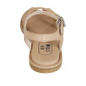 Woman's strap sandal in beige leather heel 1 - Available sizes:  46