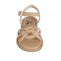 Woman's strap sandal in beige leather heel 1 - Available sizes:  46