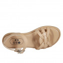 Sandale pour femmes avec courroie en cuir beige talon 1 - Pointures disponibles:  46